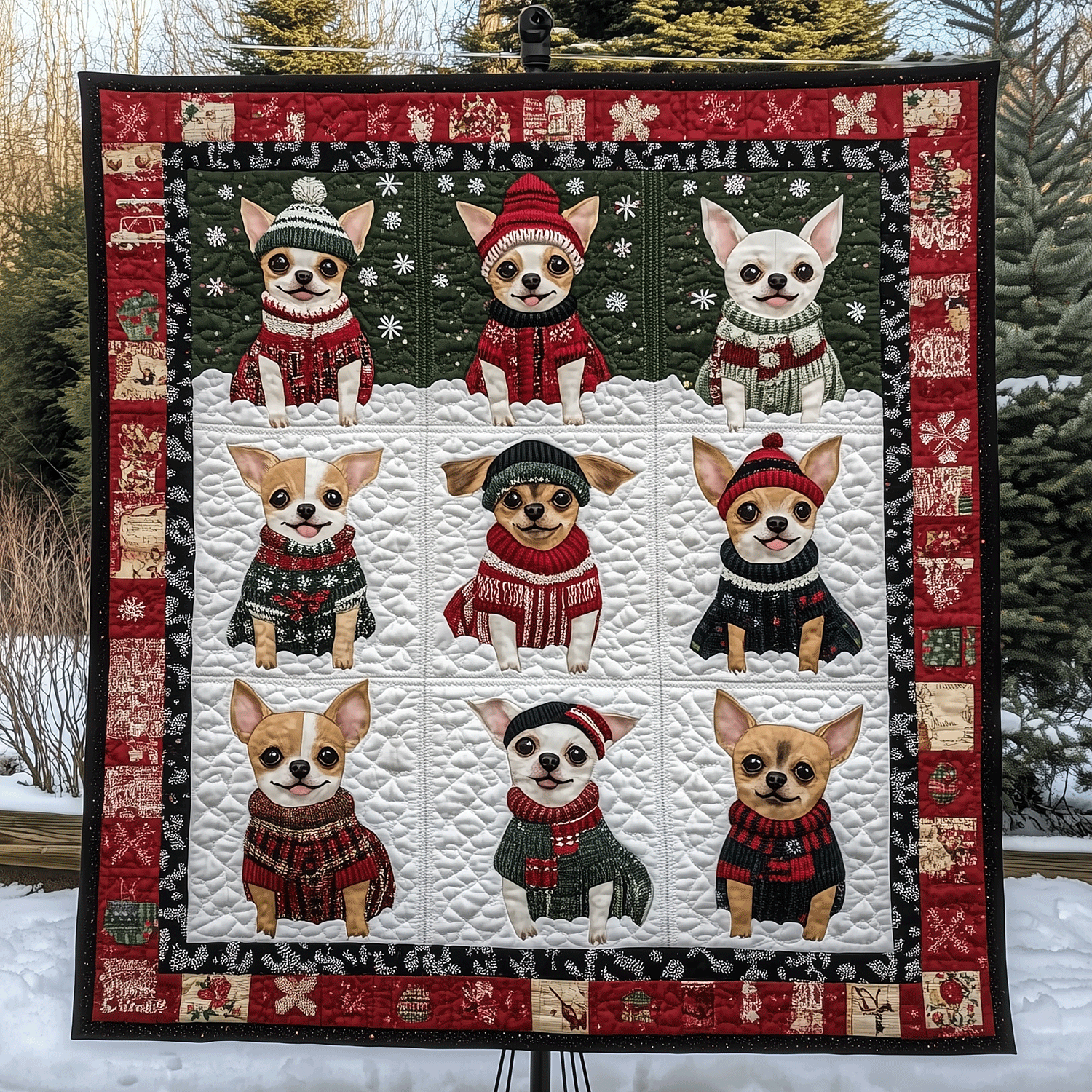 Holiday Chi Delight Art Quilt Hanging NCU0TH1619