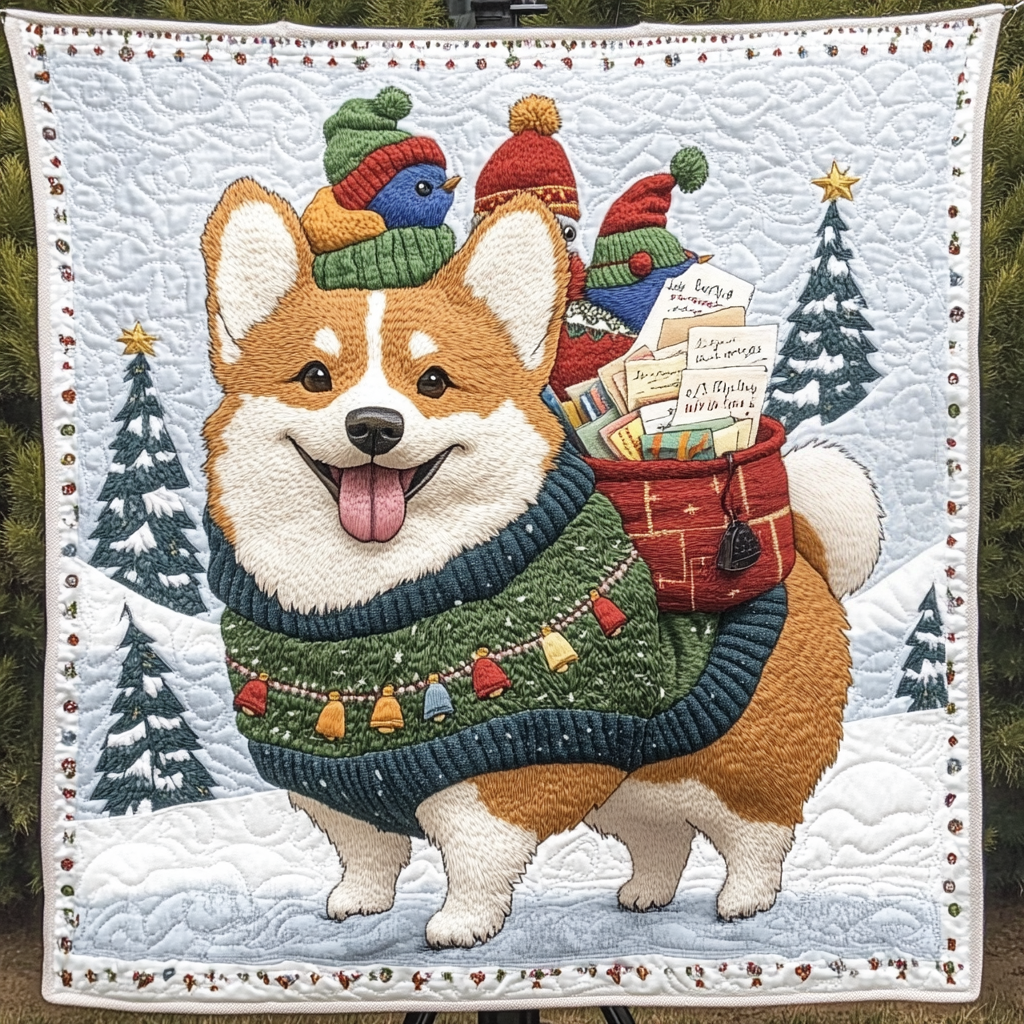 Holiday Corgi Delights Quilted Blanket NCU0DK1570