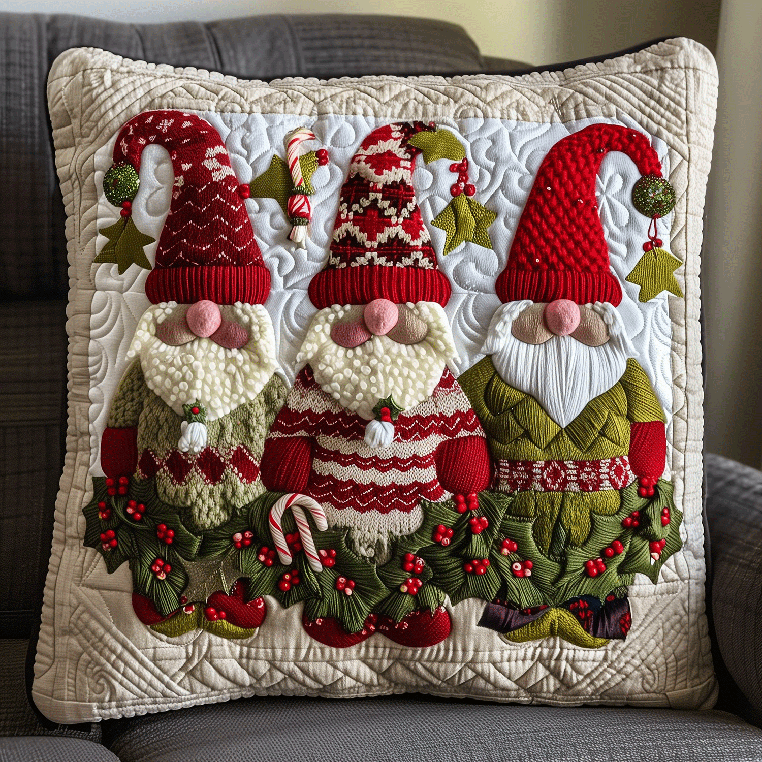 Holiday Gnome Bliss Quilted Pillow Case NCU0TH1117