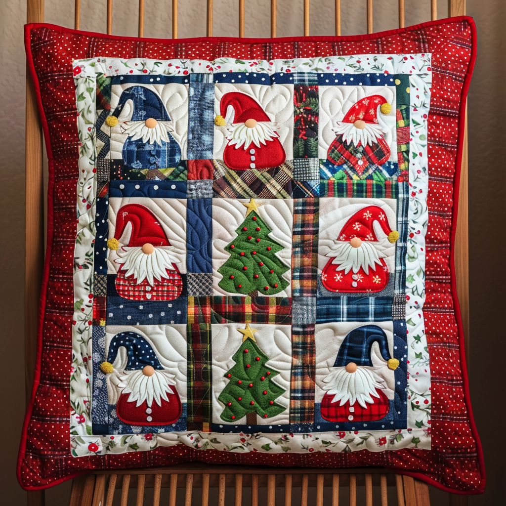 Holiday Gnome Magic Quilted Pillow Case NCU0TL619