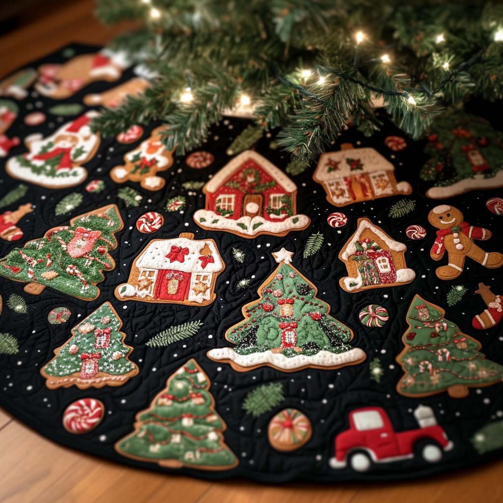 Holiday Homestead Christmas Quilted Tree Skirt NCU0NT1301