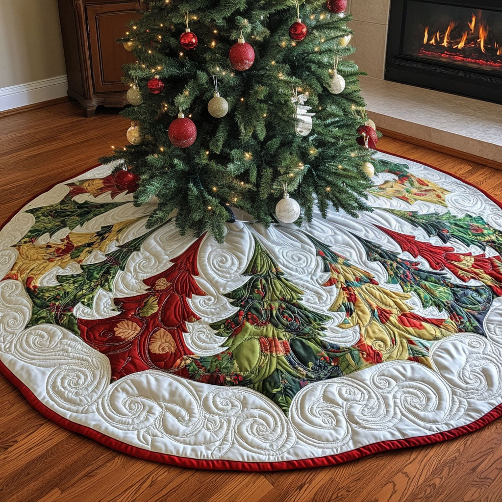 Holiday Pine Bliss Quilted Christmas Tree Skirt NCU0PT1326