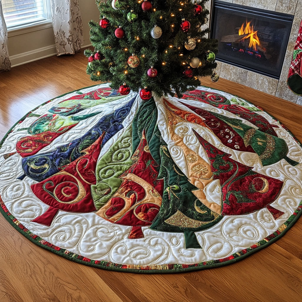 Holiday Pine Wonderland Quilted Christmas Tree Skirt NCU0PT1327