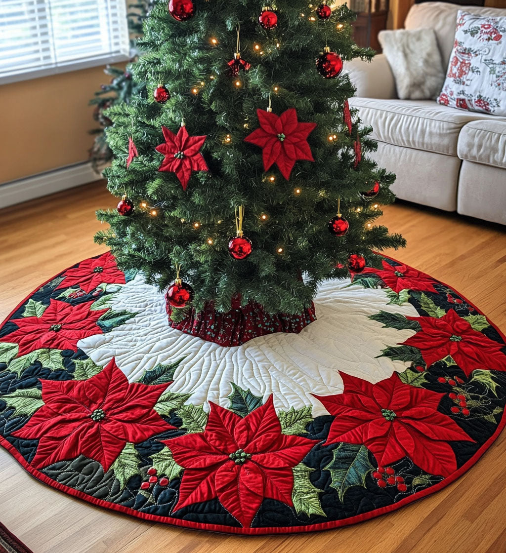 Holly Jolly Comfort Quilted Christmas Tree Skirt NCU0PT1028