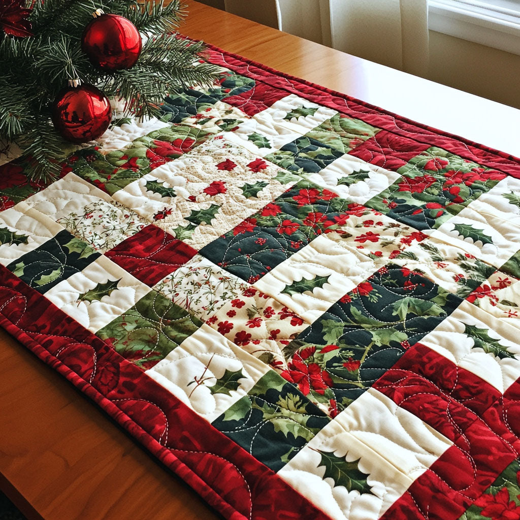 Holly Wishes Quilted Table Runner NCU0PT1829