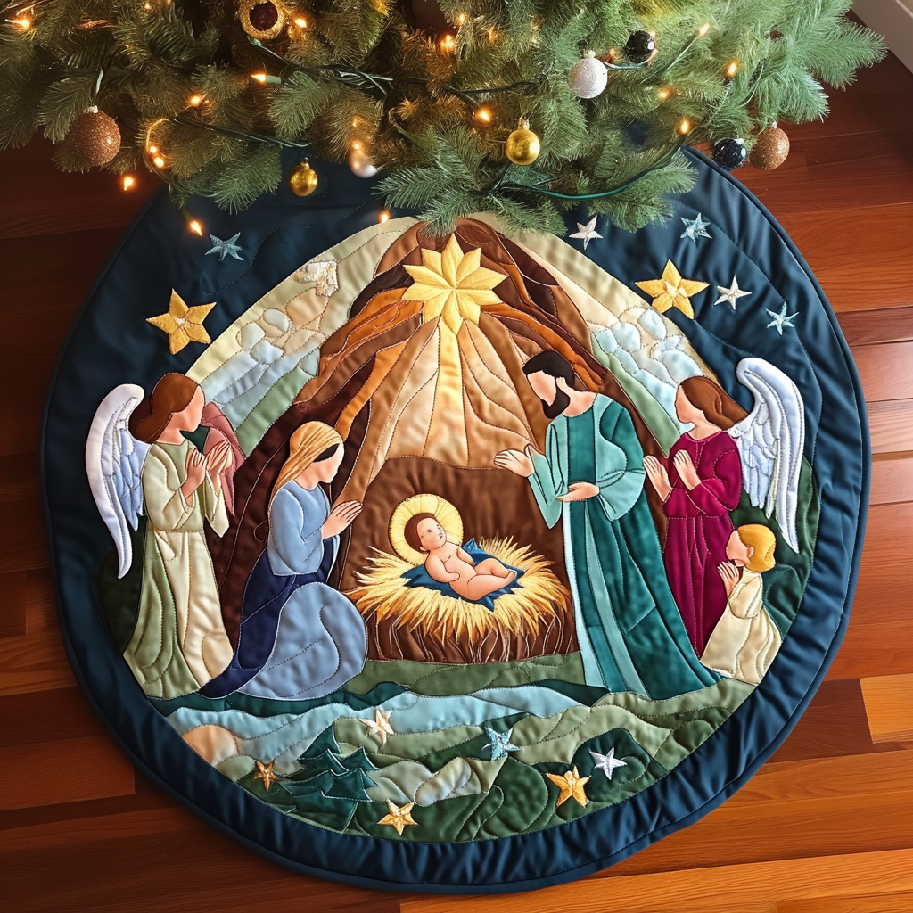 Holy Night Christmas Quilted Tree Skirt NCU0DV1250