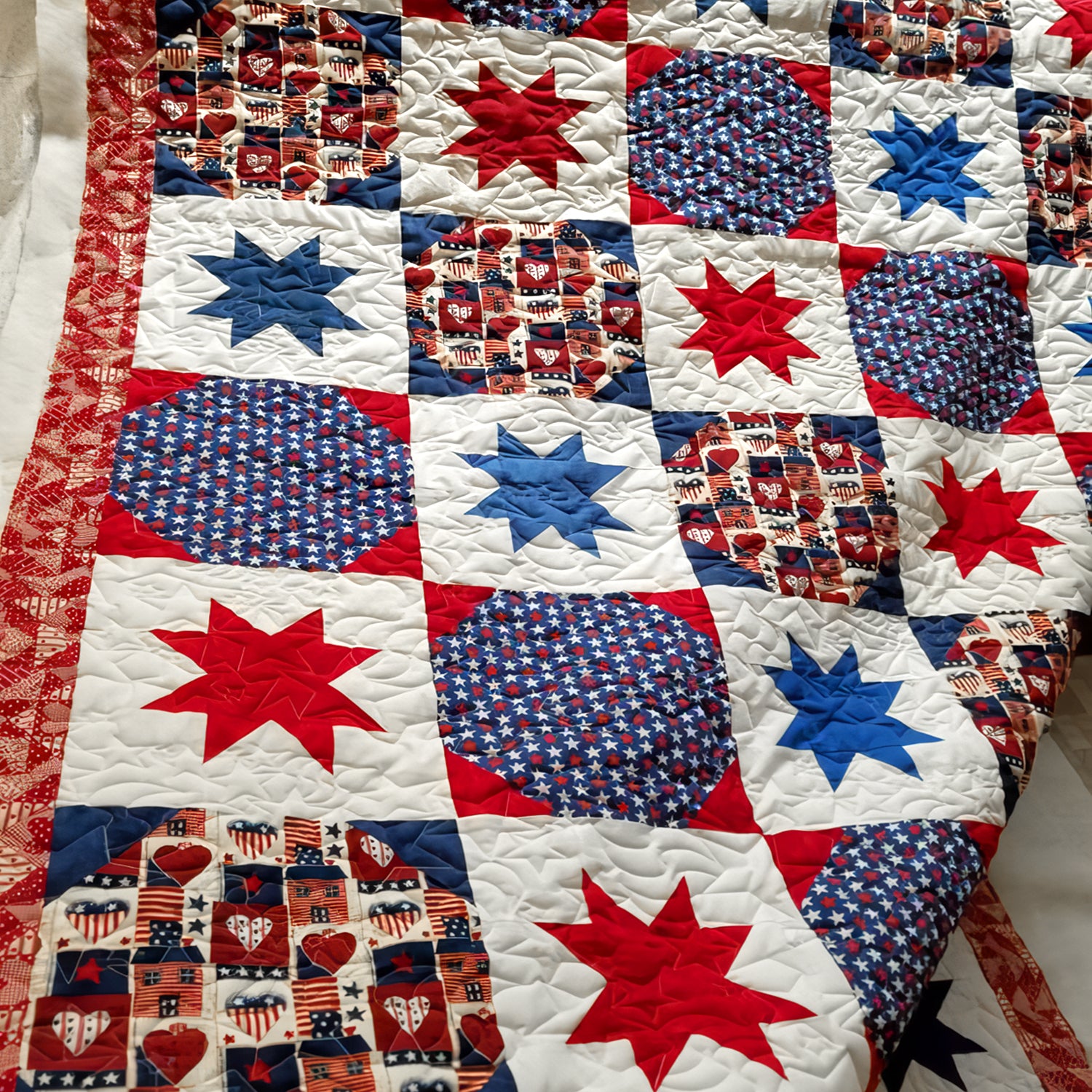 Homeland Patchwork Quilted Blanket NCU0TH575