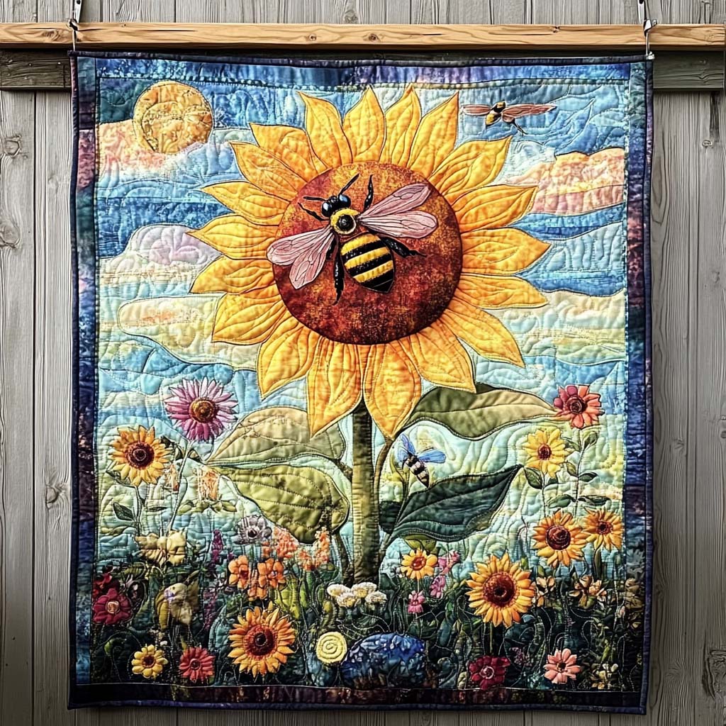 Honeybee Garden Art Quilt Hanging NCU0NT845