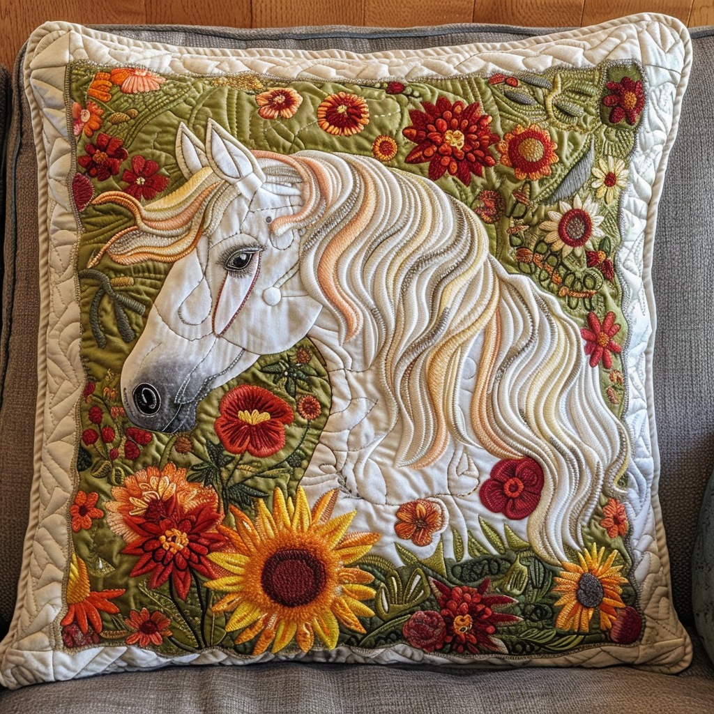 Horse Blooming Bridle Quilted Pillow Case NCU0DV167