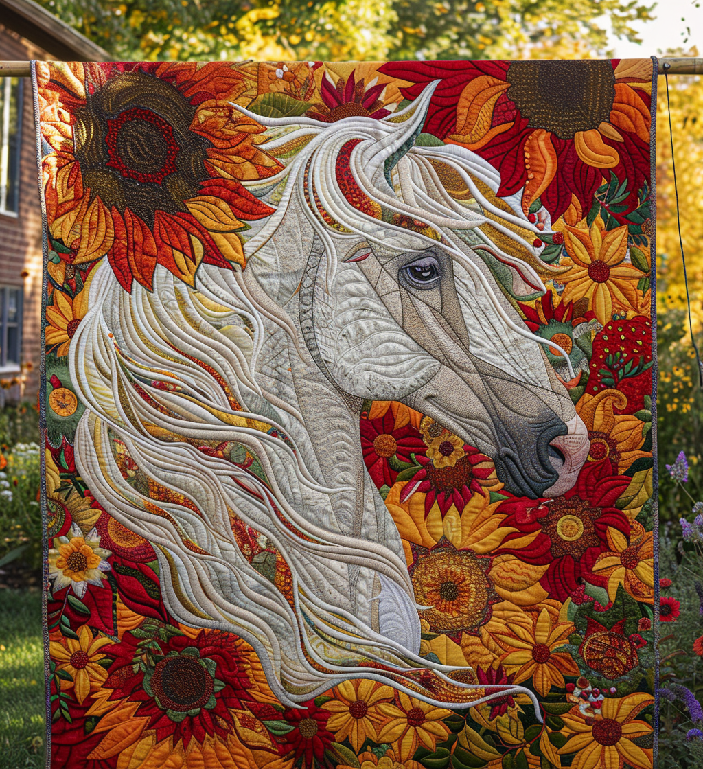 Horse Floral Dream Quilted Blanket NCU0DV359