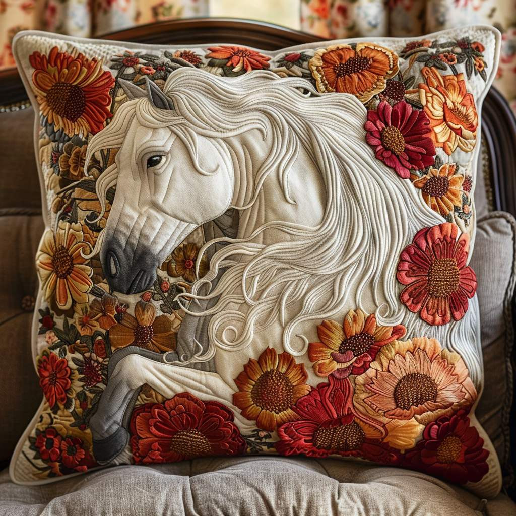 Horse Floral Dream Quilted Pillow Case NCU0DV168