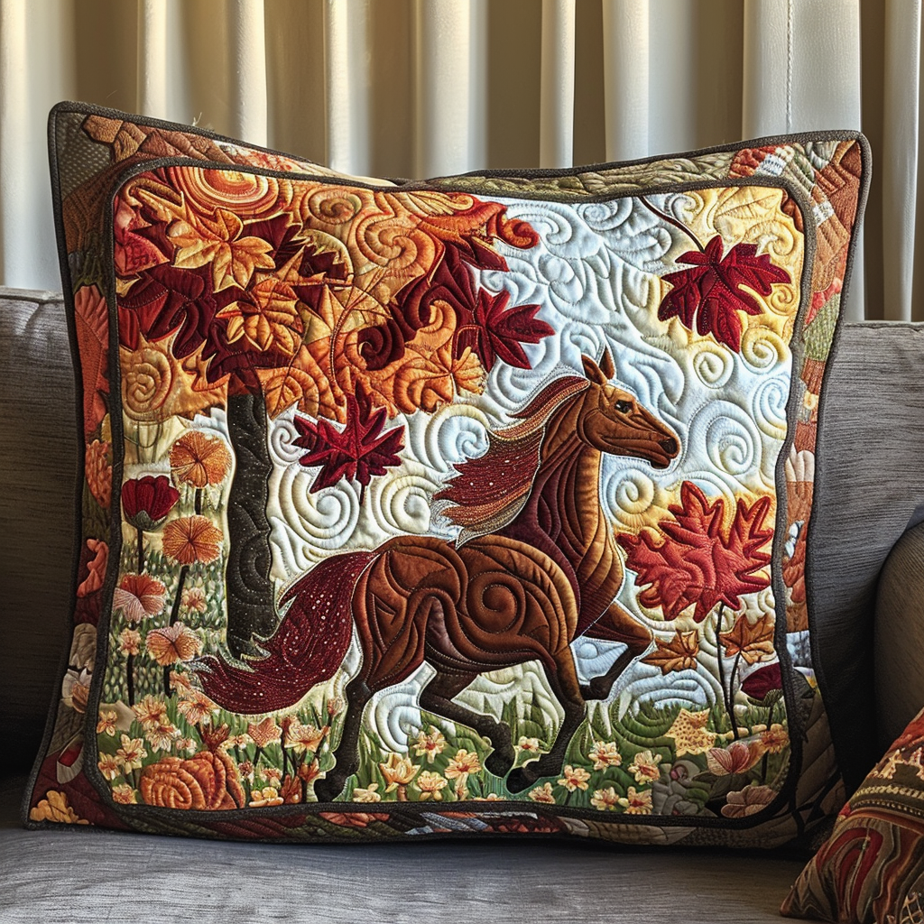 Horse Autumn Gallop Quilted Pillow Case NCU0DV1562