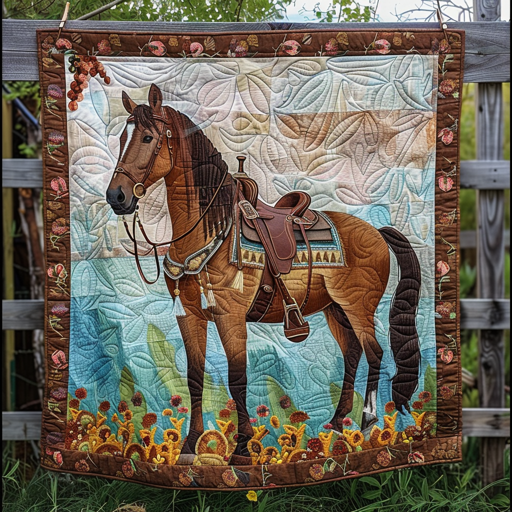 Horse Field Quilted Blanket NCU0DV1492