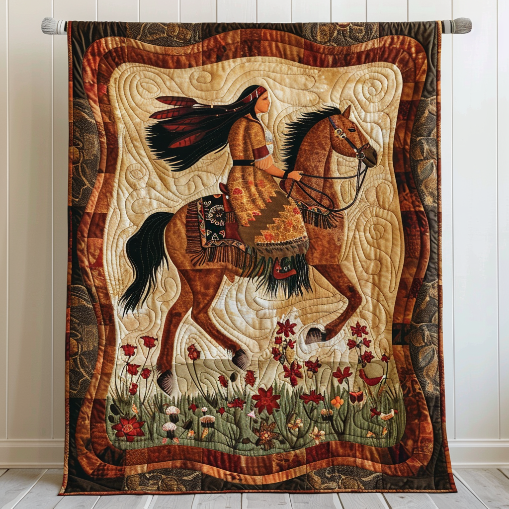 Horse Native American Quilted Blanket NCU0PD188