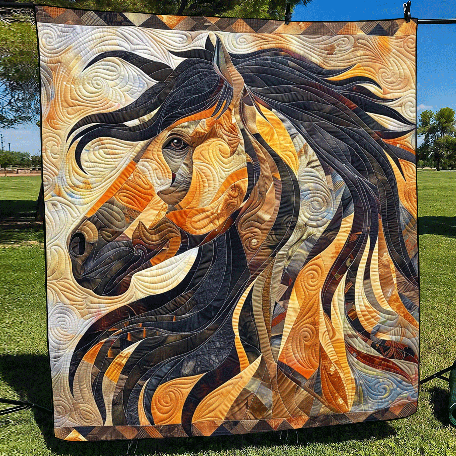 Horse in Motion Quilted Blanket NCU0TH775