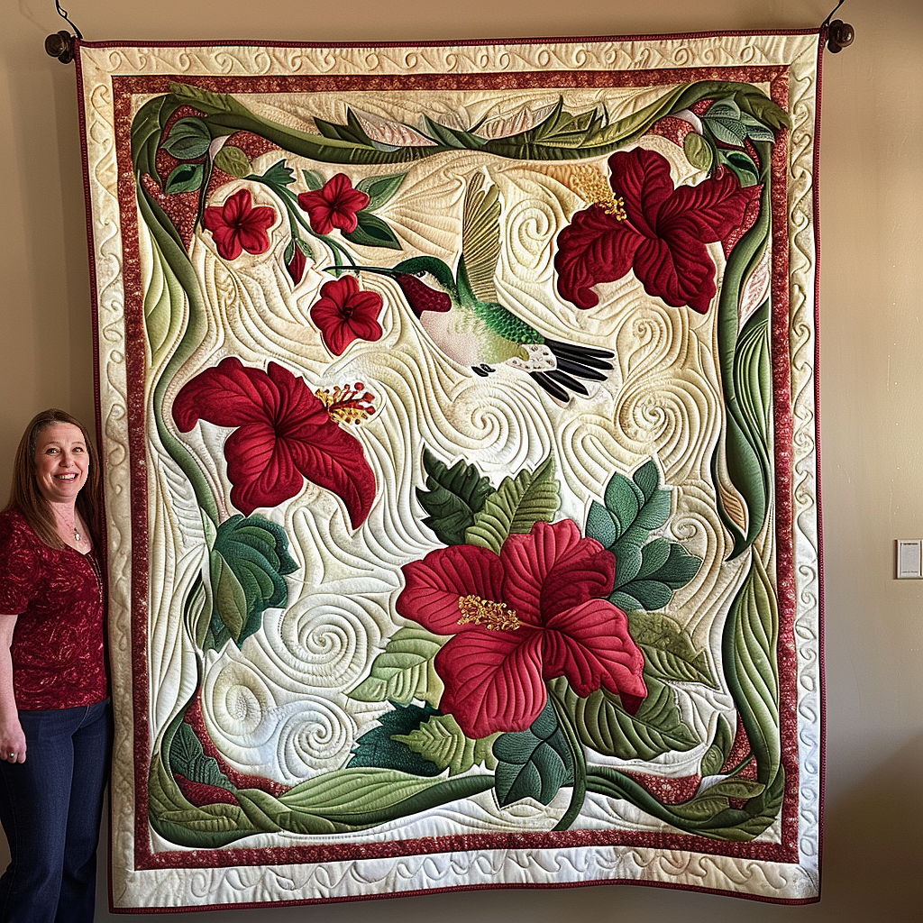 Hummingbird Haven Quilted Blanket NCU0PT006