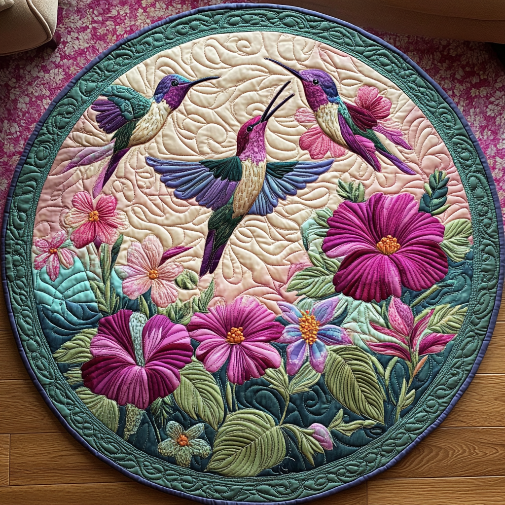 Hummingbird Song Quilted Round Mat NCU0DV1049