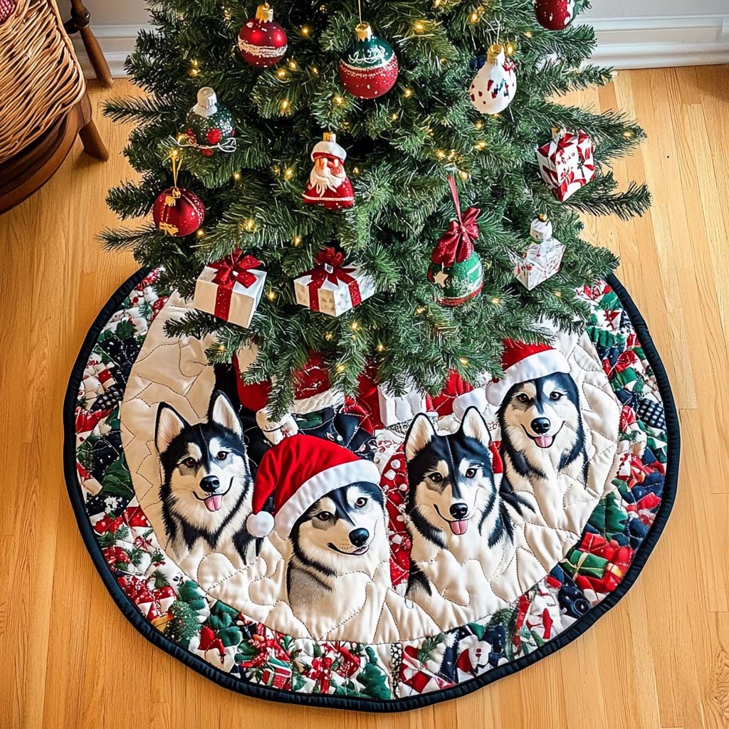 Husky Spirit Christmas Quilted Tree Skirt NCU0NT1683