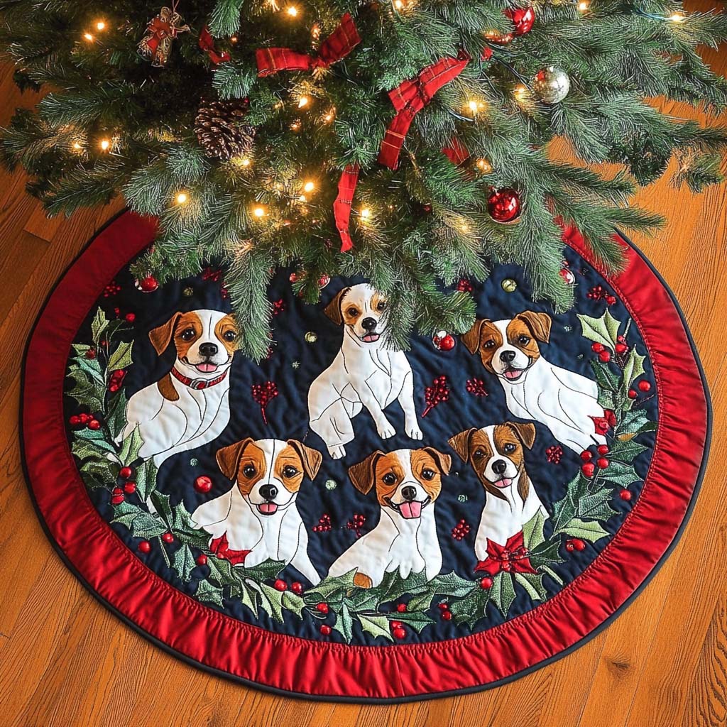 Jack Russell Fun Christmas Quilted Tree Skirt NCU0NT1685