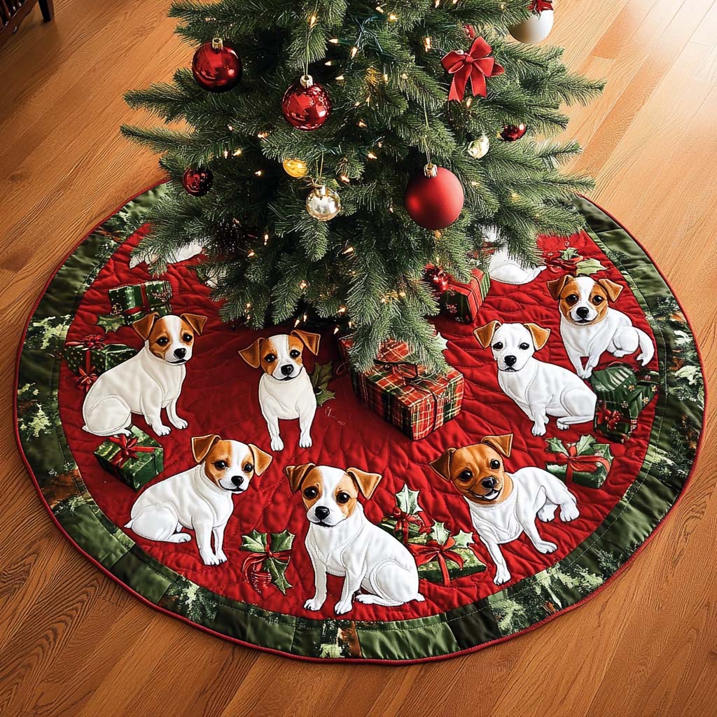 Jack Russell Joy Christmas Quilted Tree Skirt NCU0NT1686