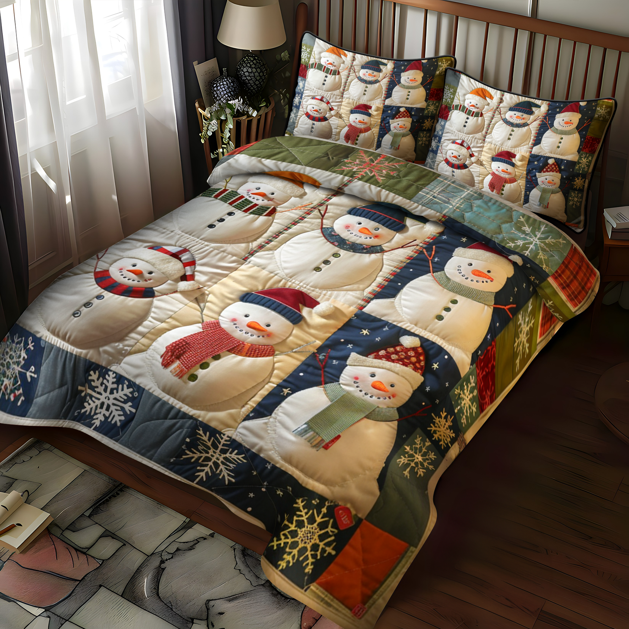 Jolly Gnomes 3-Piece Quilted Bedding Set NCU0NT039