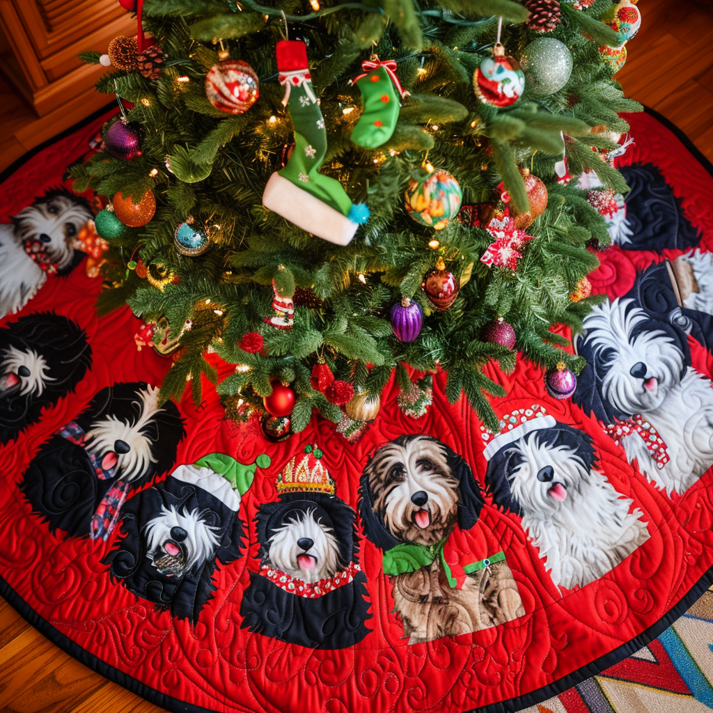 Jolly Bernedoodle Christmas Christmas Quilted Tree Skirt NCU0DV1412