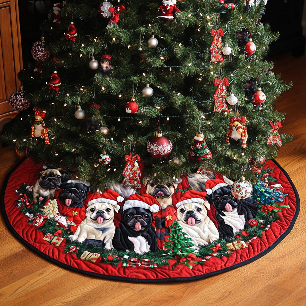 Jolly Bulldog Celebration Quilted Christmas Tree Skirt NCU0PT1505