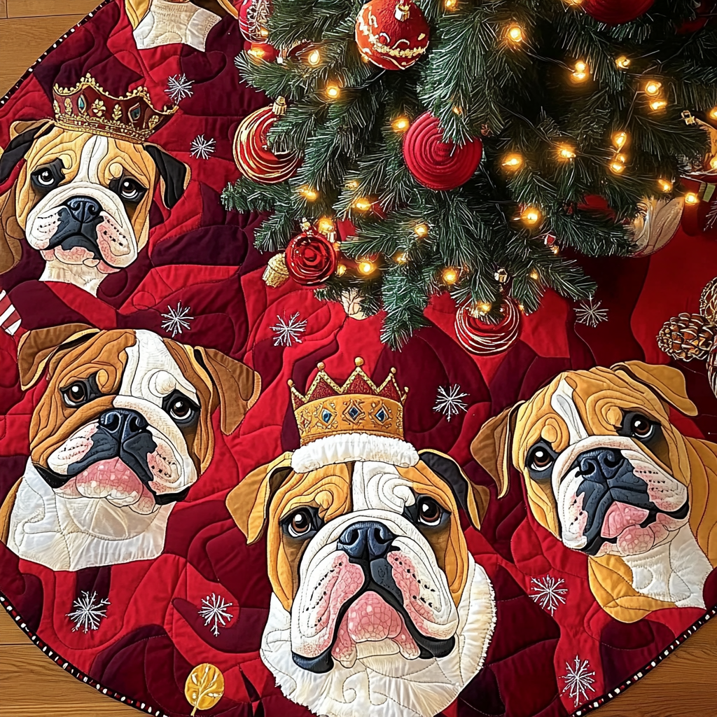 Jolly Bulldog Wonderland Christmas Quilted Tree Skirt NCU0DV1431