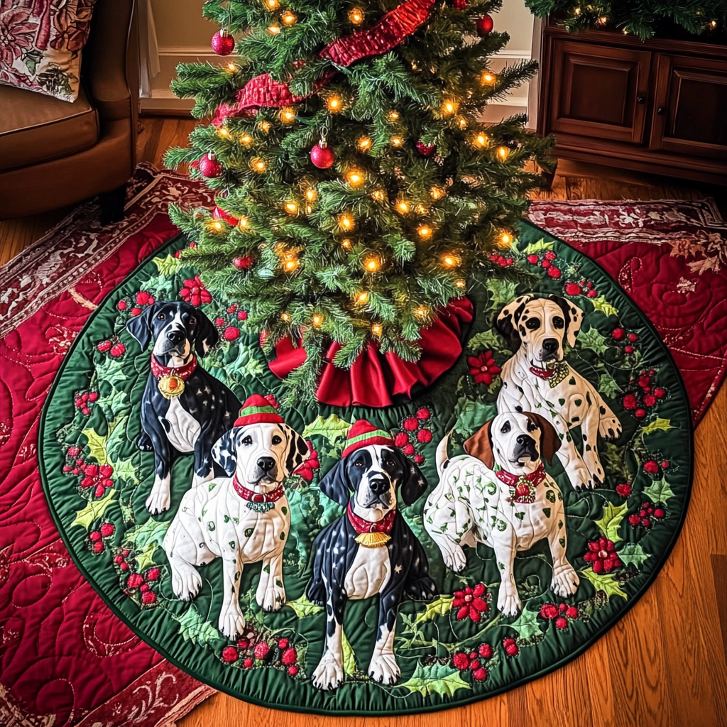 Jolly Great Dane Joy Christmas Quilted Tree Skirt NCU0DV1457