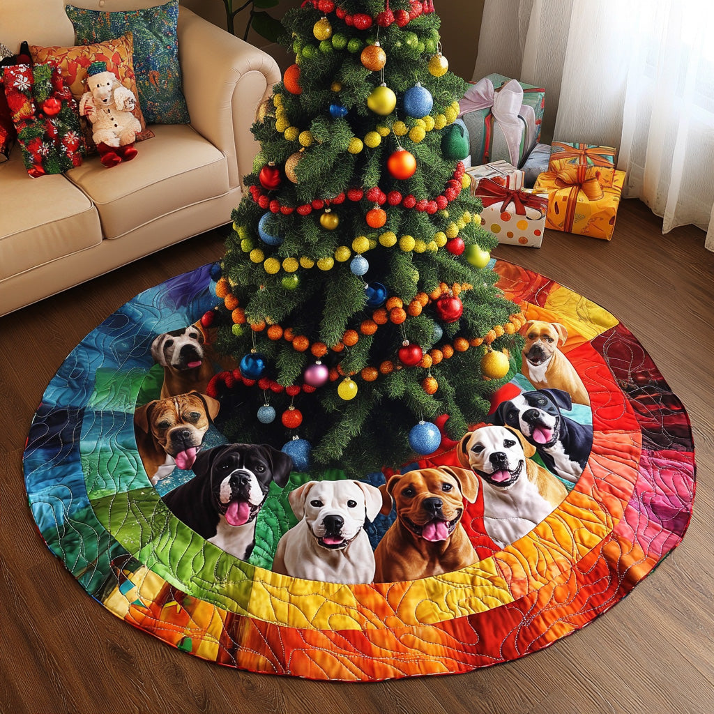 Jolly Pitbull Guardians Quilted Christmas Tree Skirt NCU0PT1549