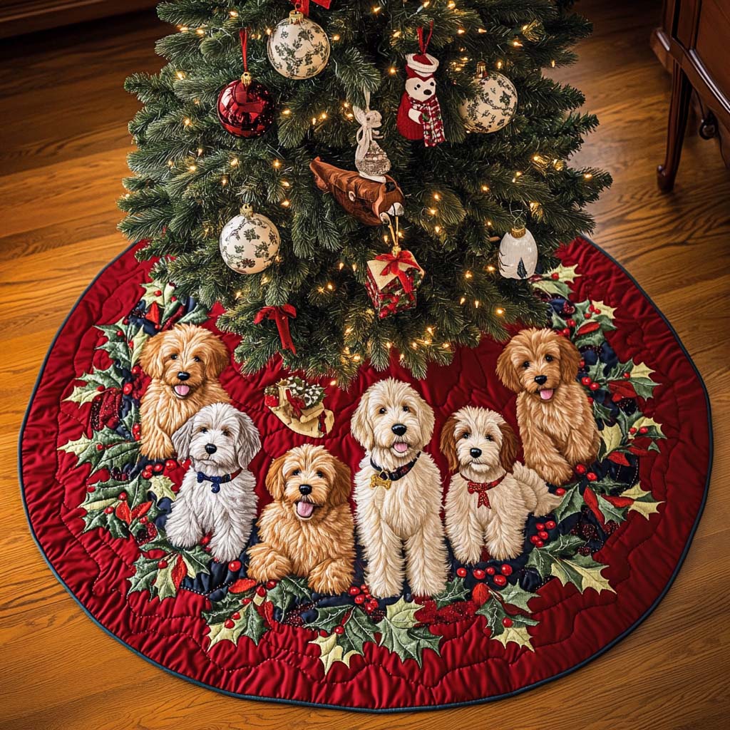 Labradoodle Adventure Christmas Quilted Tree Skirt NCU0NT1701