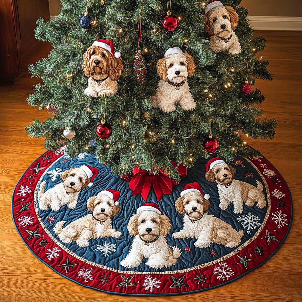 Labradoodle Bliss Christmas Quilted Tree Skirt NCU0NT1702