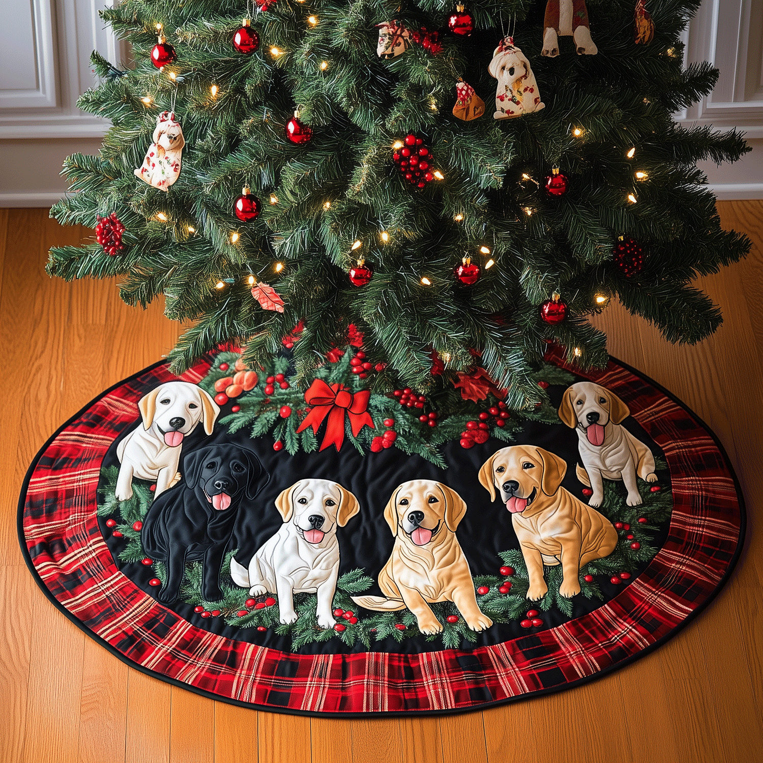 Labrador Christmas Fun Quilted Christmas Tree Skirt NCU0TH2014