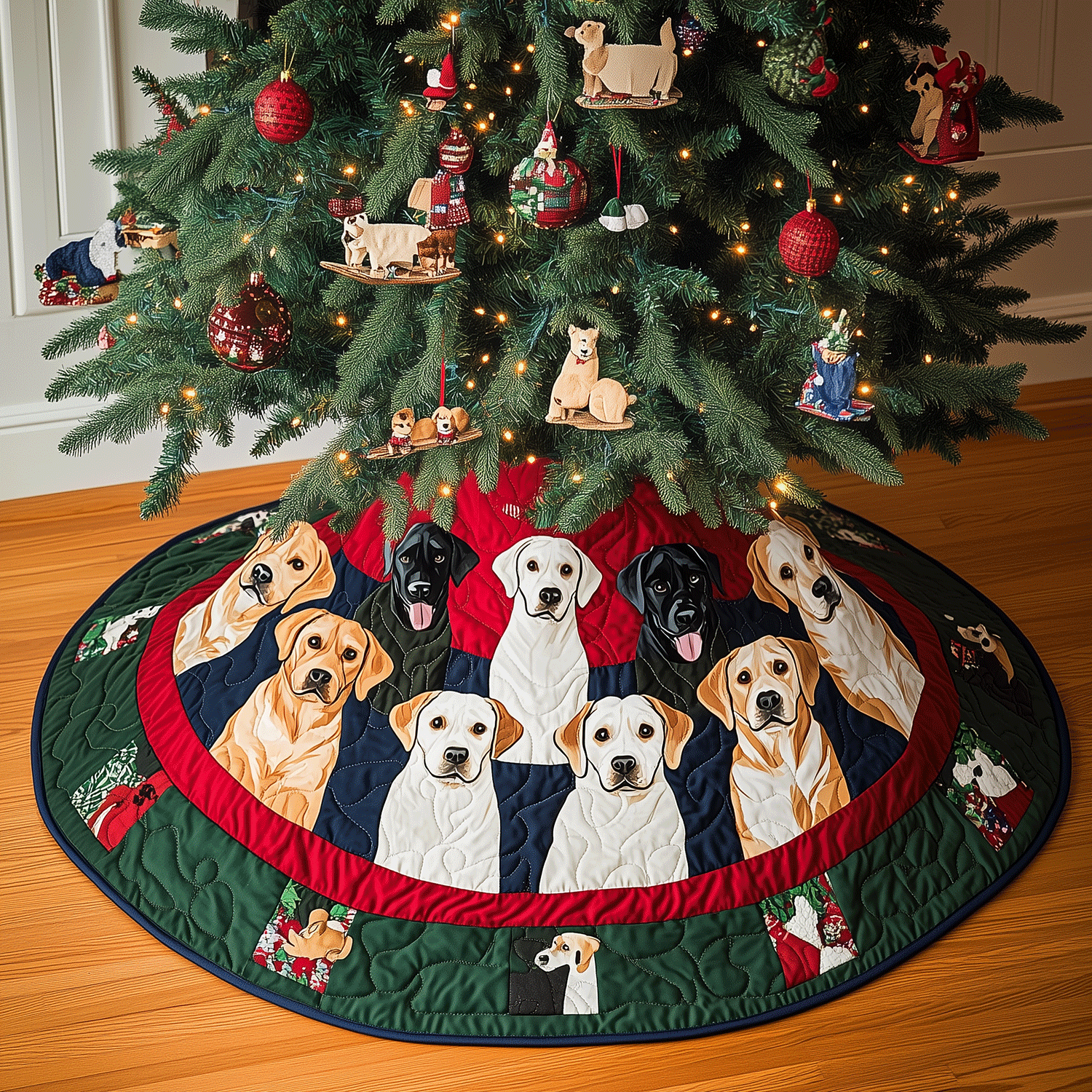 Labrador Christmas Quilted Christmas Tree Skirt NCU0TH2008