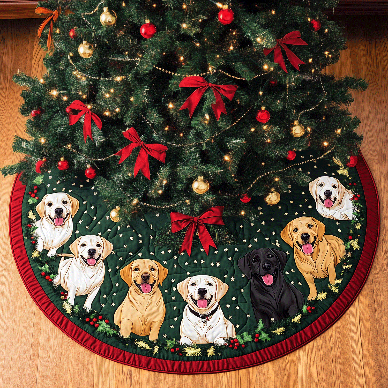 Labrador Festive Quilted Christmas Tree Skirt NCU0TH2009