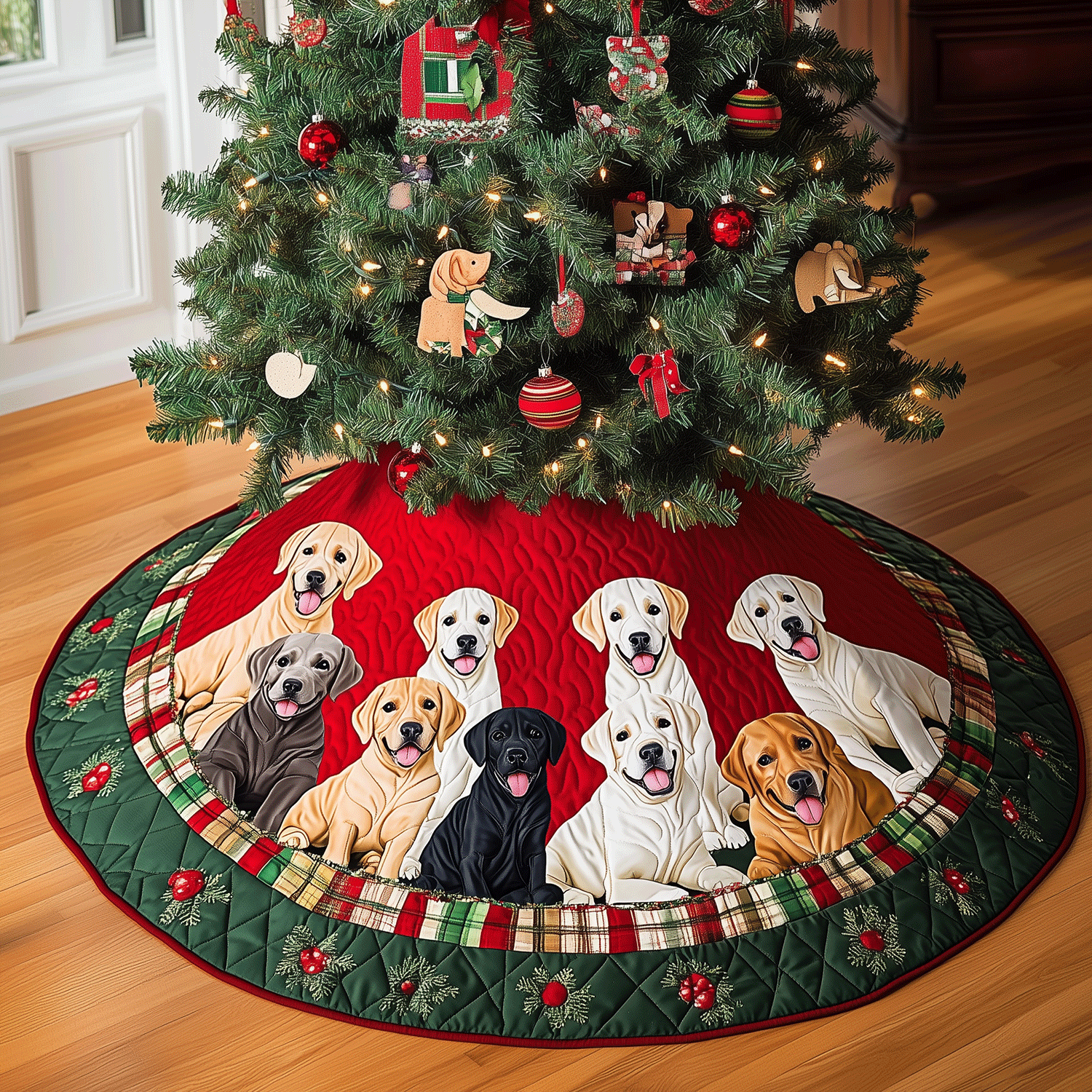 Labrador Xmas Joy Quilted Christmas Tree Skirt NCU0TH2016