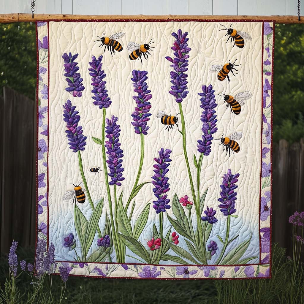 Lavender Bees Dance Art Quilt Hanging NCU0NT854