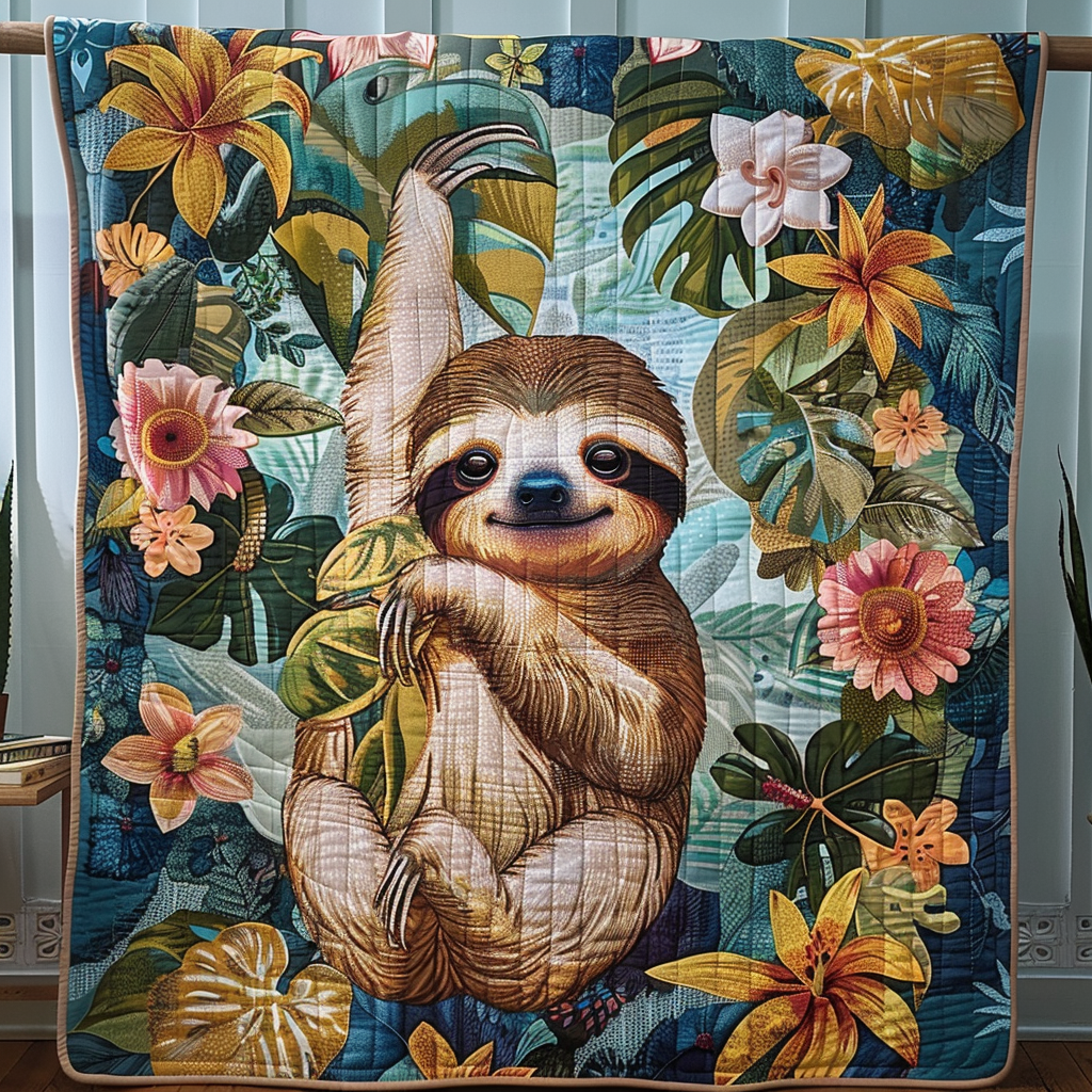 Leisurely Sloth Quilted Blanket NCU0TL829