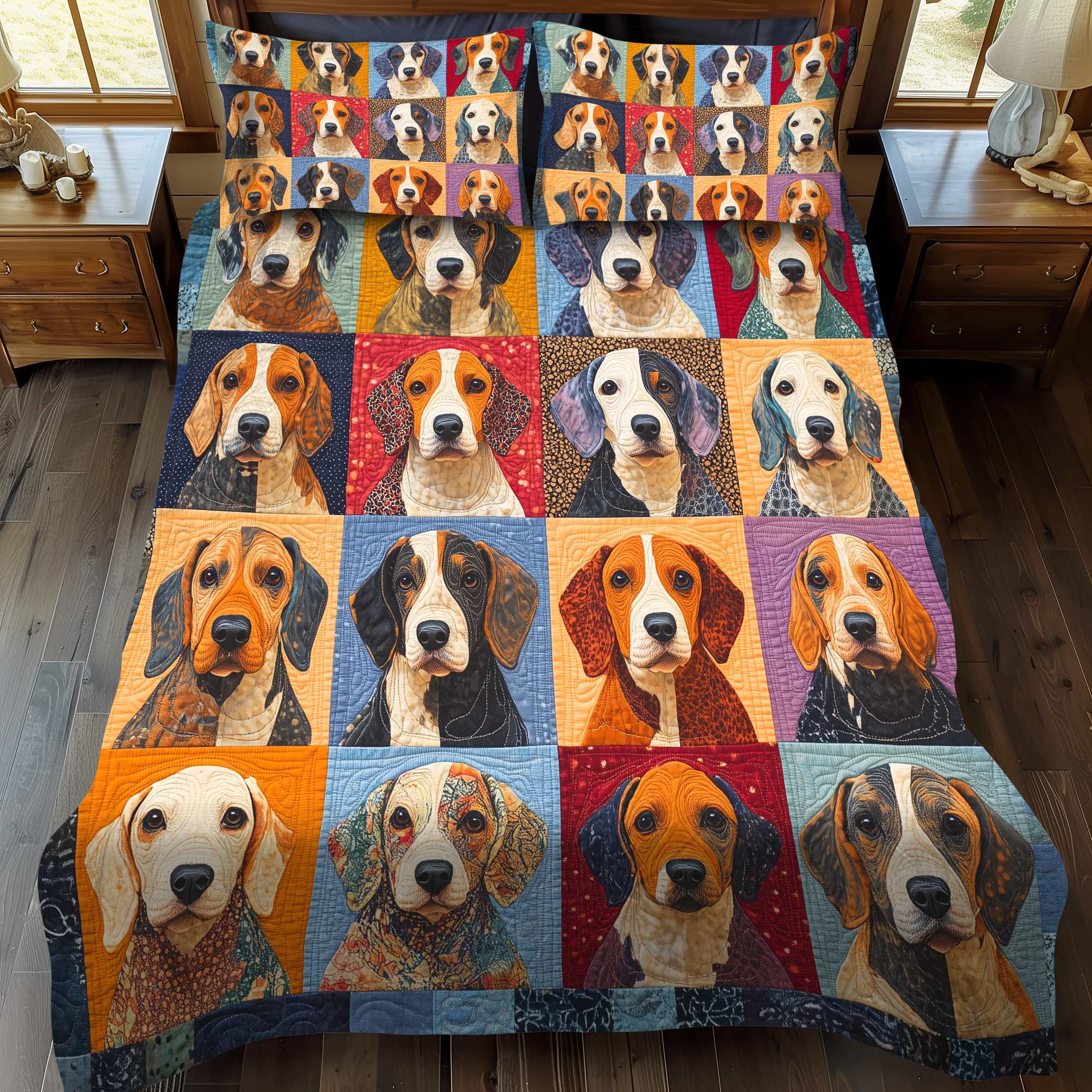 Lovable Beagles 3-Piece Quilted Bedding Set NCU0VL415