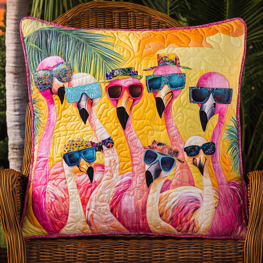 Lovable Flamingo Quilted Pillow Case NCU0VL542