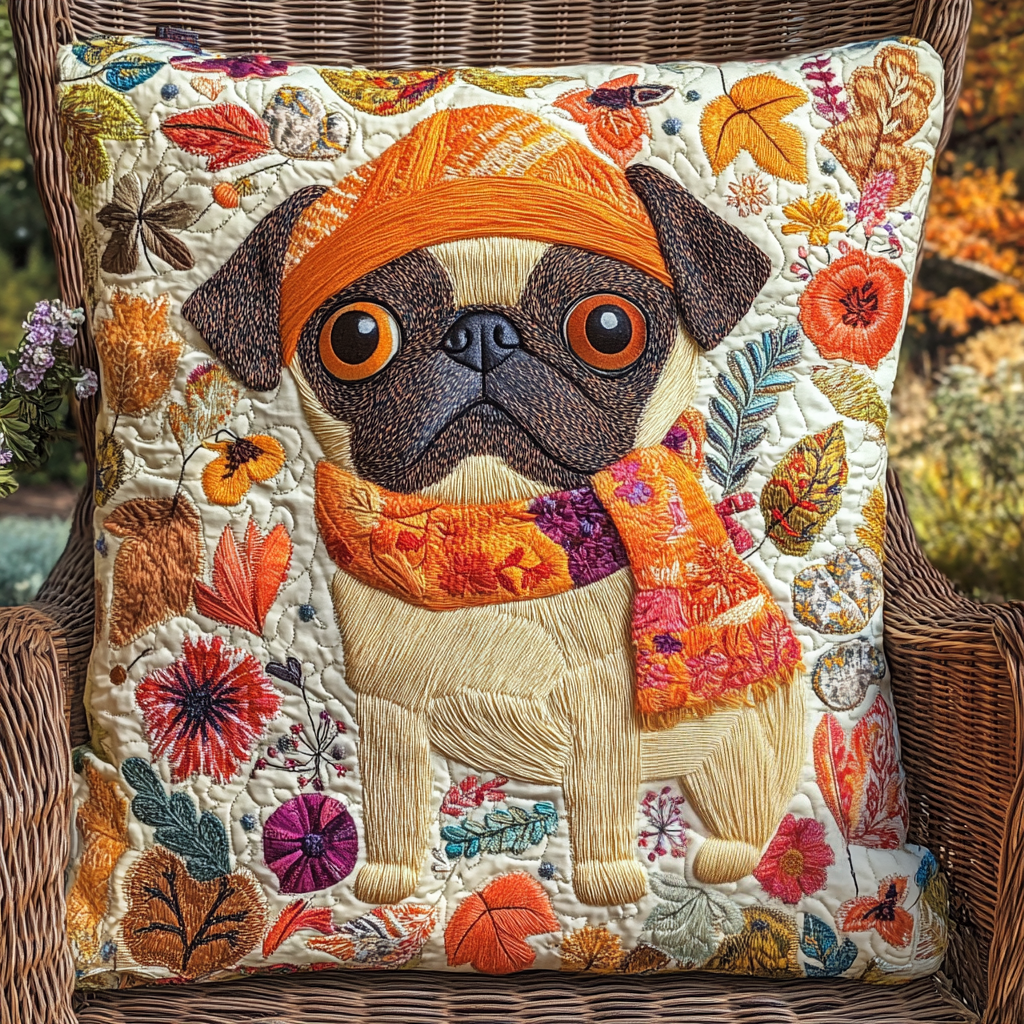 Lovable Pugs Quilted Pillow Case NCU0VL374