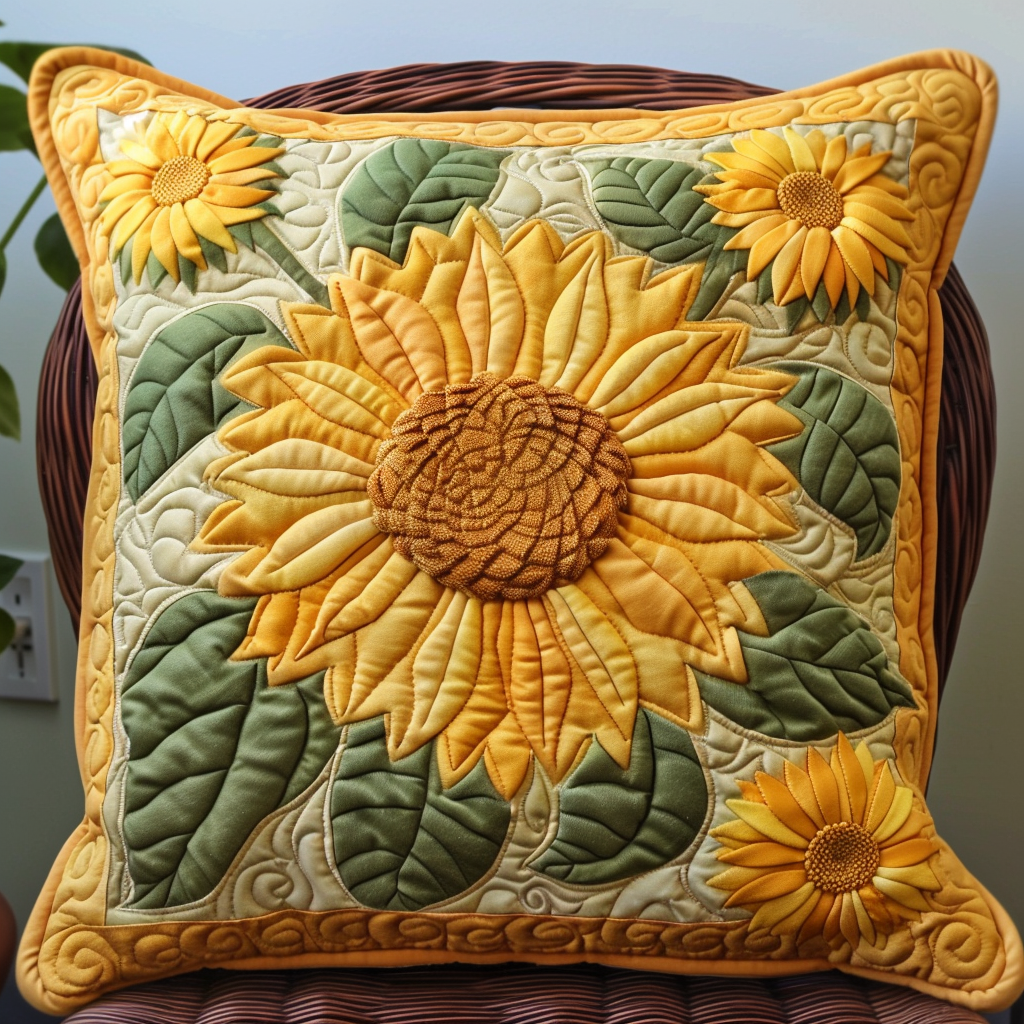 Lovable Sunflowers Quilted Pillow Case NCU0VL253