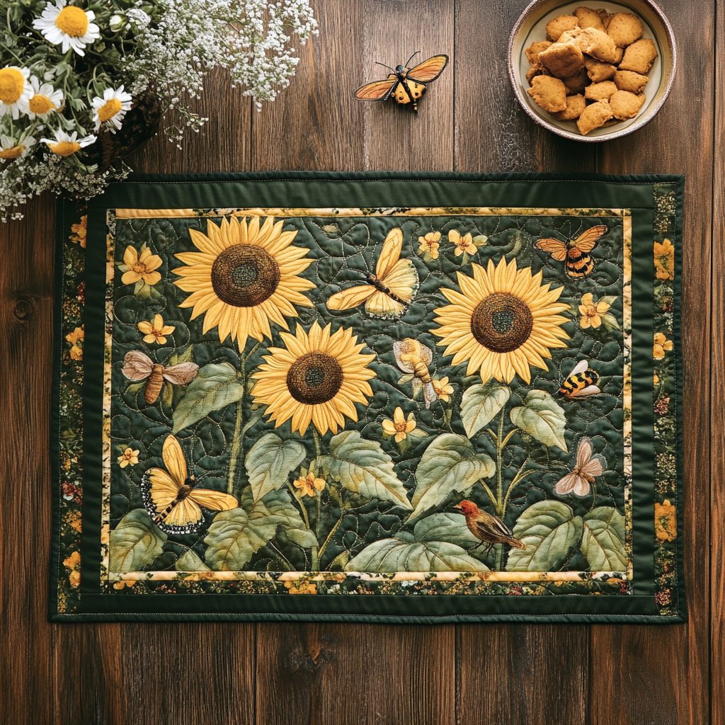 Lovable Sunflowers Quilted Placemat NCU0VL410