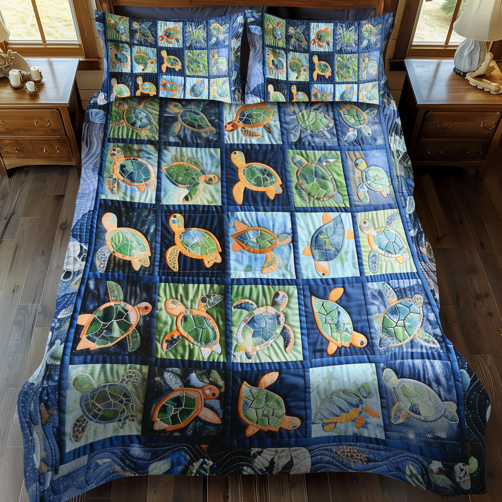 Lovable Turtles 3-Piece Quilted Bedding Set NCU0VL264