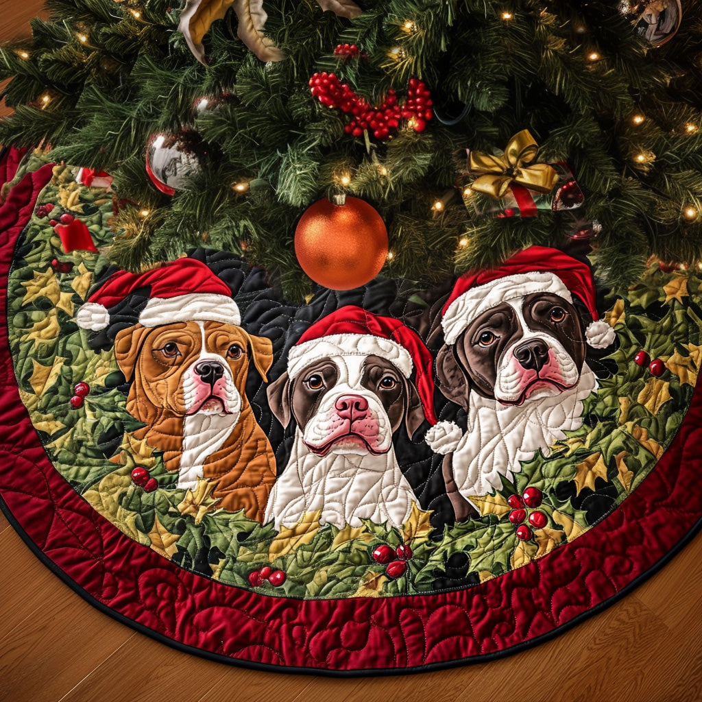 Loyal Pitbull Smiles Quilted Christmas Tree Skirt NCU0PT1552