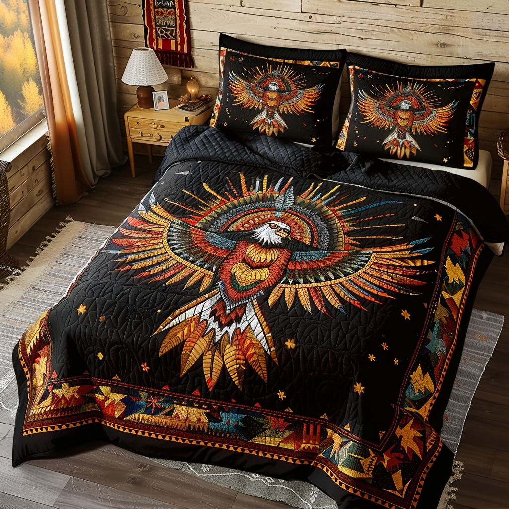 Majestic Eagle Warrior 3-Piece Quilted Bedding Set NCU0TH648