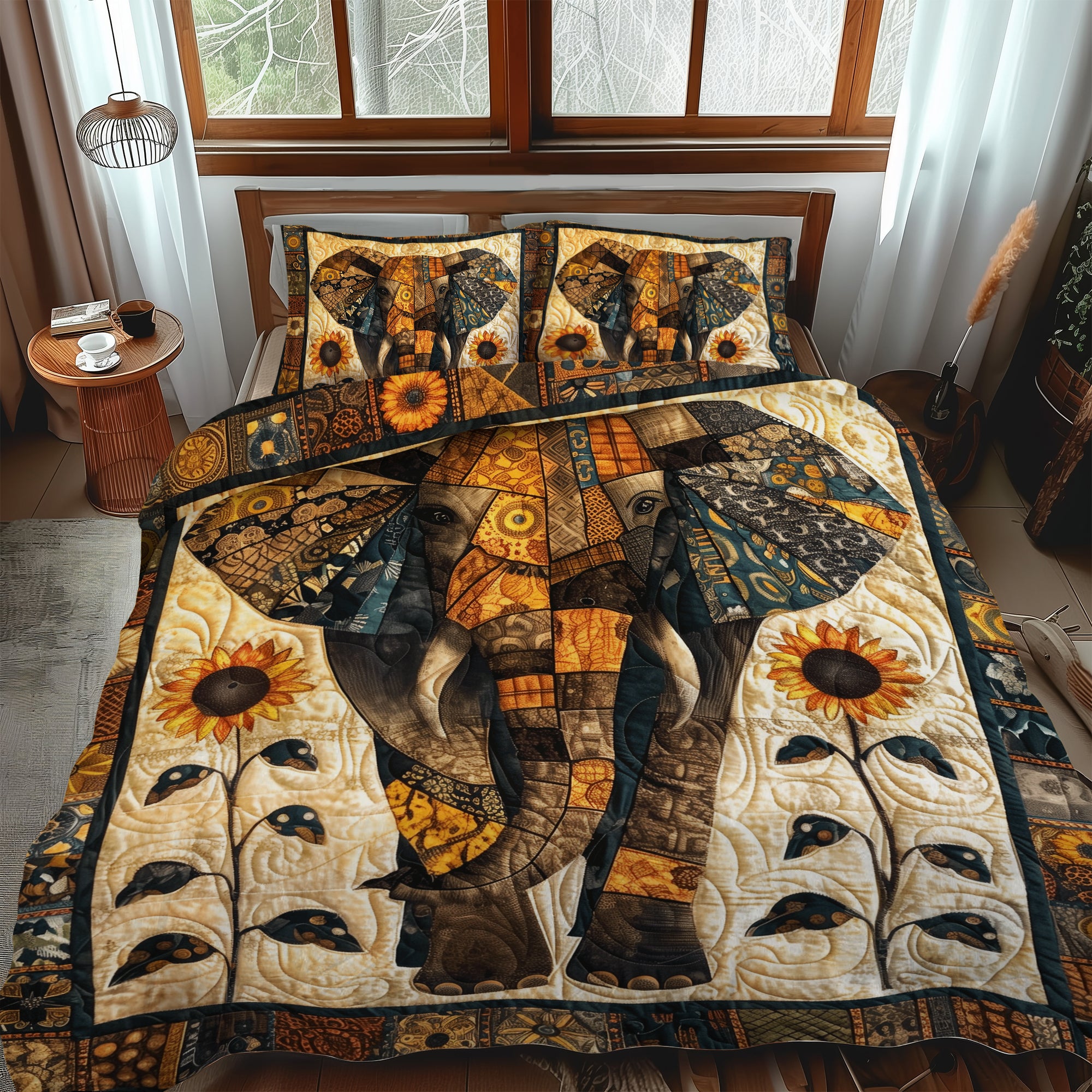 Majestic Elephant 3-Piece Quilted Bedding Set NCU0TH900