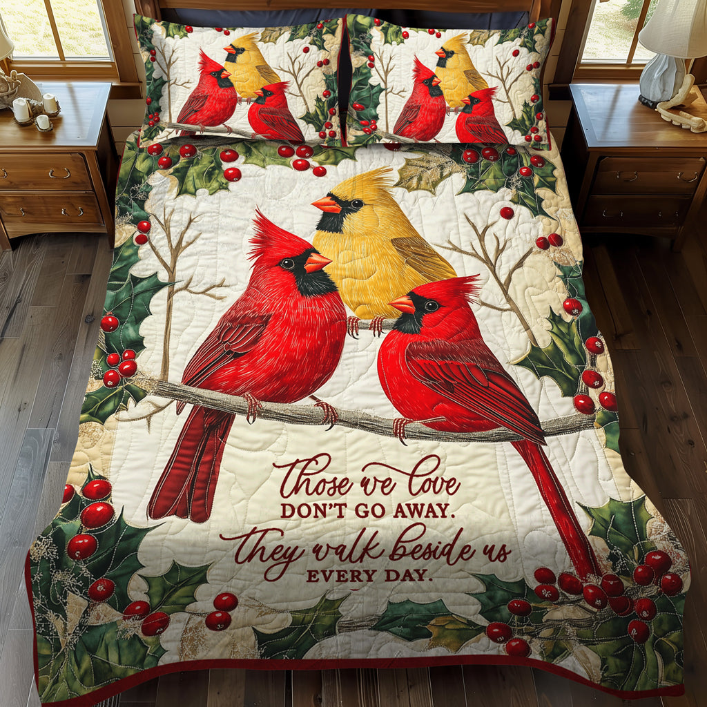 Majestic Cardinals 3-Piece Quilted Bedding Set NCU0TL1489