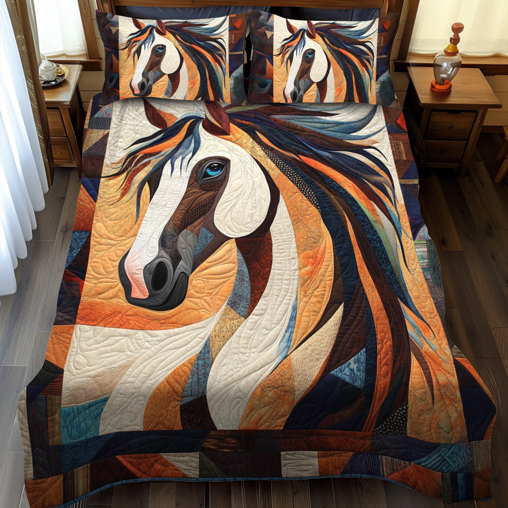 Majestic Colorful Horse 3-Piece Quilted Bedding Set NCU0PD583