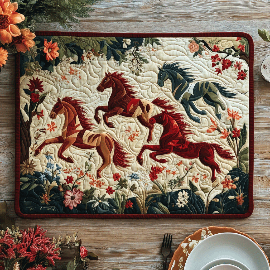 Majestic Colorful Horse Quilted Place Mat NCU0PD453